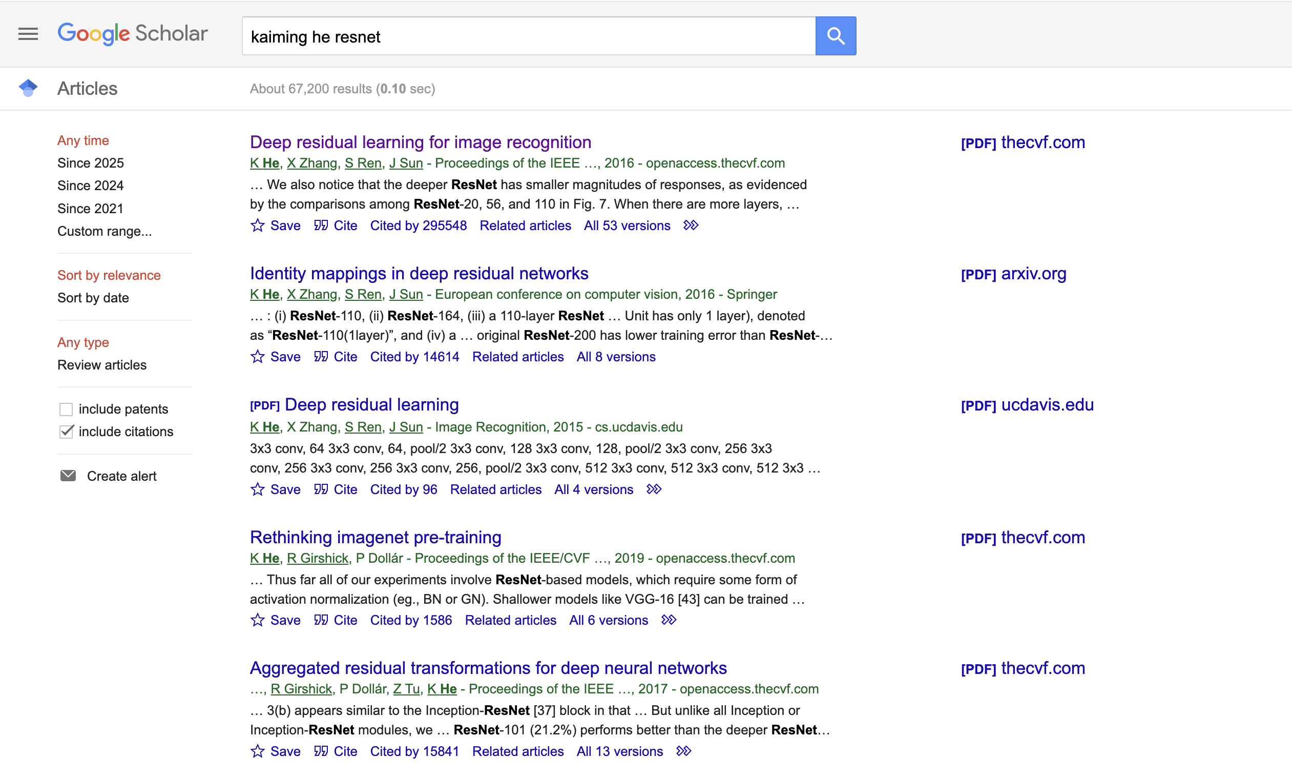 Google Scholar 界面示例