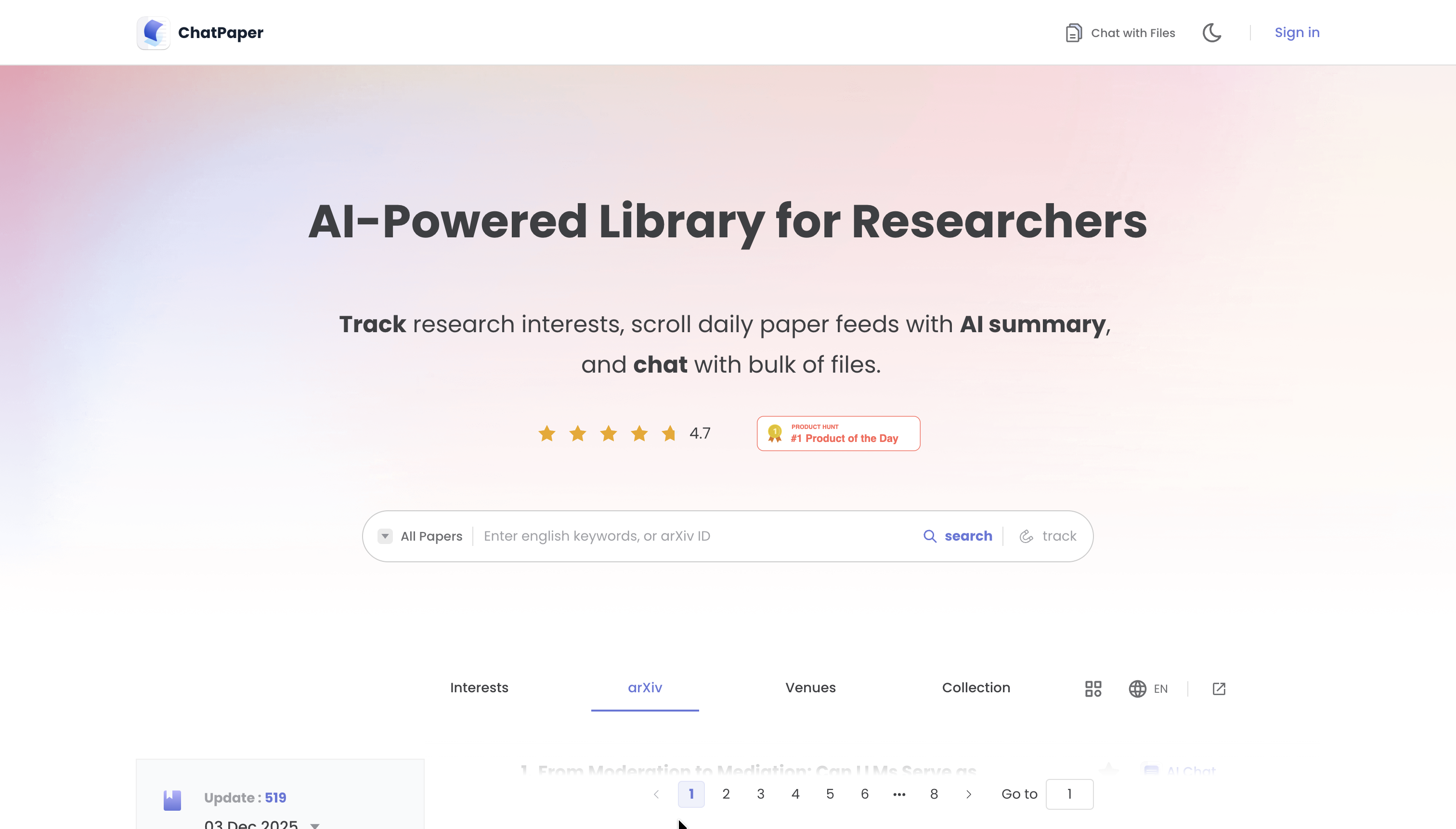 ChatPaper 界面示例